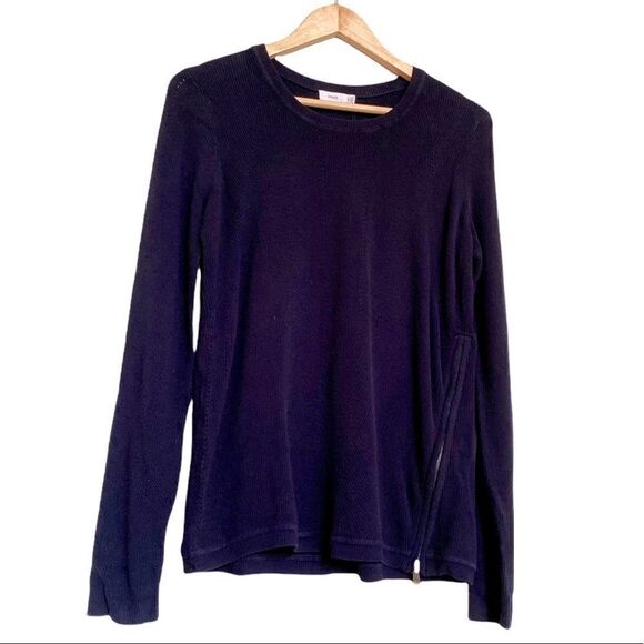Vince. Crew Neck Side Zip Pullover Sweater NWT Navy Blue Medium - Picture 1 of 5